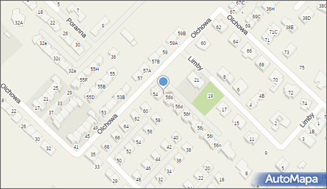 Józefosław, Olchowa, 56a, mapa Józefosław