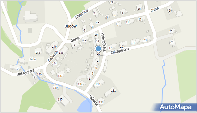 Jugów, Olimpijska, 9, mapa Jugów