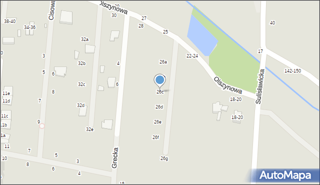 Kalisz, Olszynowa, 26c, mapa Kalisza