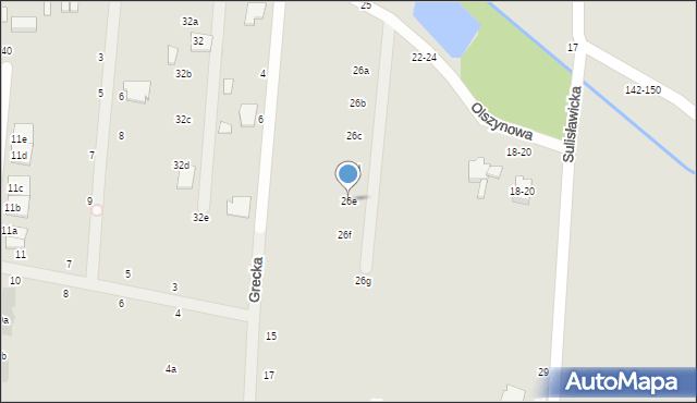 Kalisz, Olszynowa, 26e, mapa Kalisza