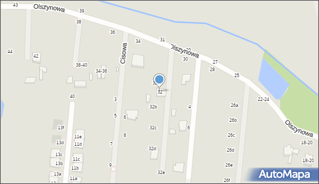 Kalisz, Olszynowa, 32, mapa Kalisza