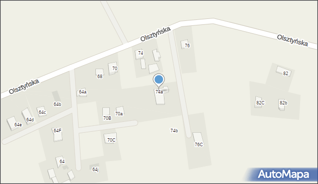 Karbowo, Olsztyńska, 74a, mapa Karbowo