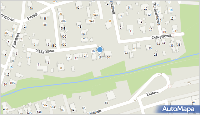 Katowice, Olszynowa, 18, mapa Katowic