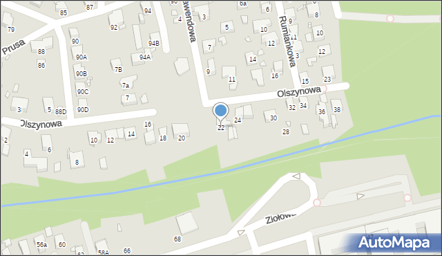 Katowice, Olszynowa, 22, mapa Katowic