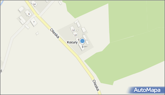 Kocury, Oleska, 6, mapa Kocury