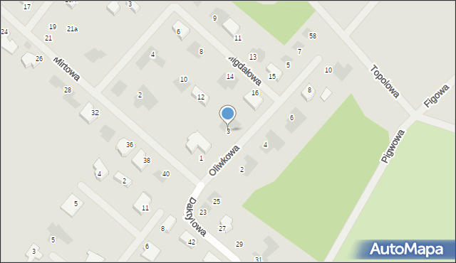 Koszalin, Oliwkowa, 3, mapa Koszalina