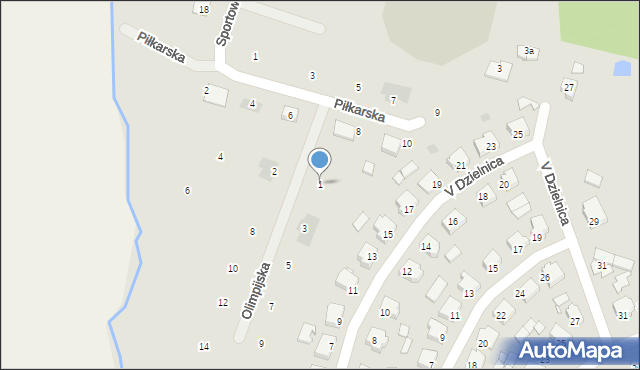 Krajenka, Olimpijska, 1, mapa Krajenka