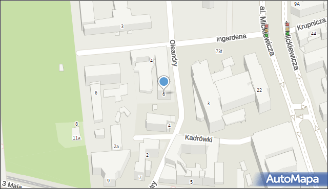 Kraków, Oleandry, 6, mapa Krakowa