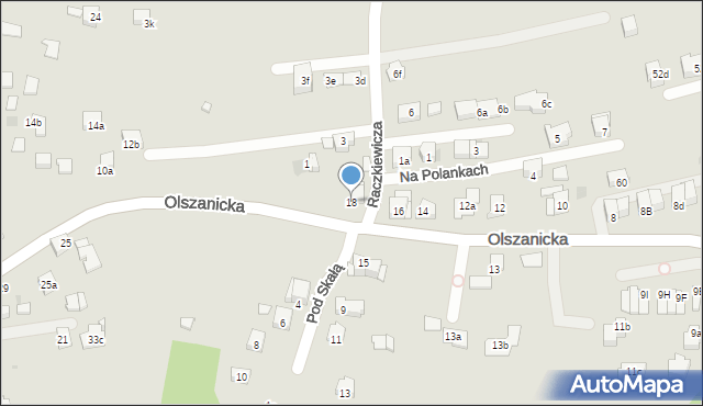 Kraków, Olszanicka, 18, mapa Krakowa