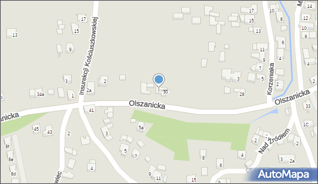 Kraków, Olszanicka, 34, mapa Krakowa