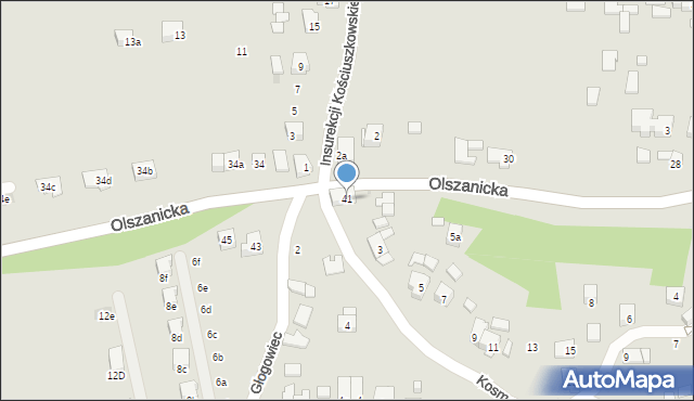Kraków, Olszanicka, 41, mapa Krakowa