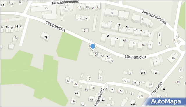 Kraków, Olszanicka, 5e, mapa Krakowa