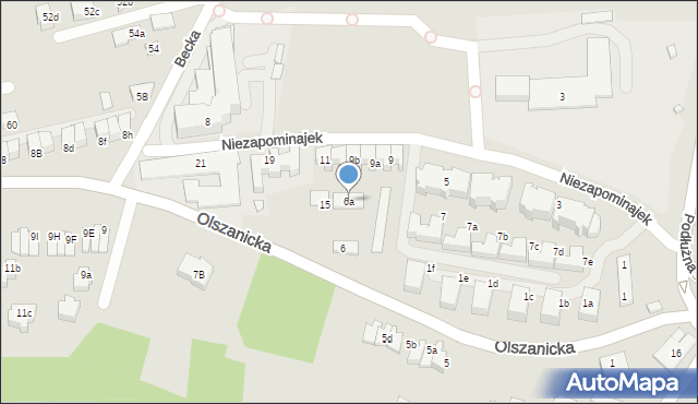 Kraków, Olszanicka, 6a, mapa Krakowa