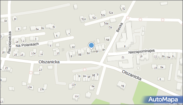 Kraków, Olszanicka, 8e, mapa Krakowa