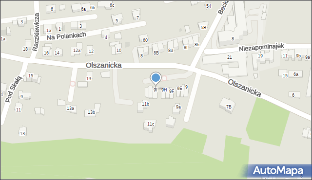 Kraków, Olszanicka, 9I, mapa Krakowa