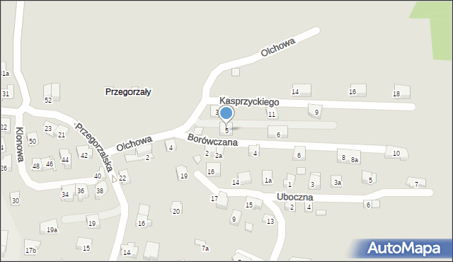 Kraków, Olchowa, 5, mapa Krakowa