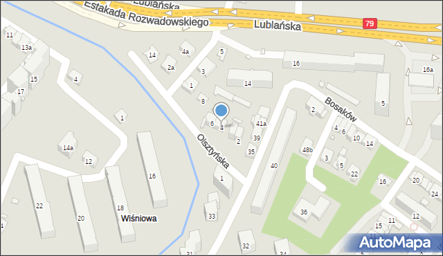 Kraków, Olsztyńska, 4, mapa Krakowa