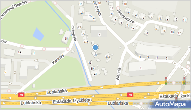 Kraków, Olszecka, 31, mapa Krakowa
