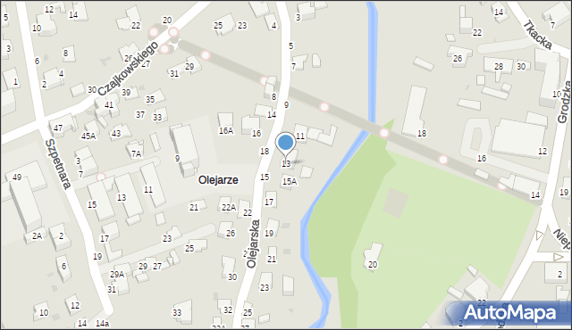 Krosno, Olejarska, 13, mapa Krosna