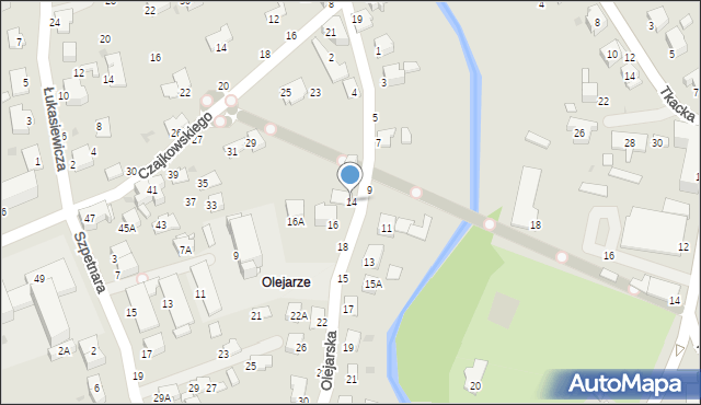 Krosno, Olejarska, 14, mapa Krosna