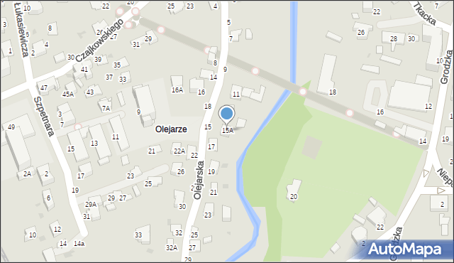Krosno, Olejarska, 15A, mapa Krosna