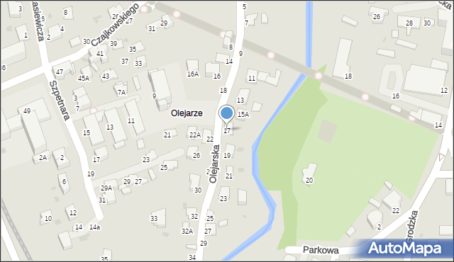 Krosno, Olejarska, 17, mapa Krosna