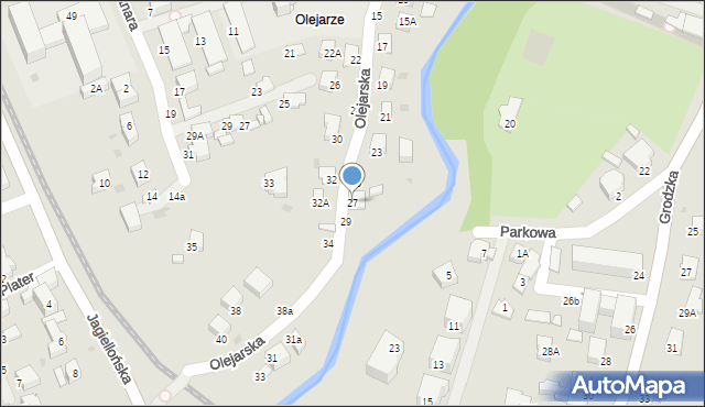 Krosno, Olejarska, 27, mapa Krosna