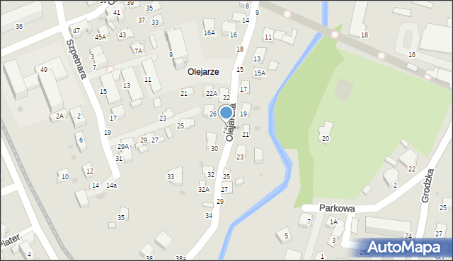 Krosno, Olejarska, 28, mapa Krosna