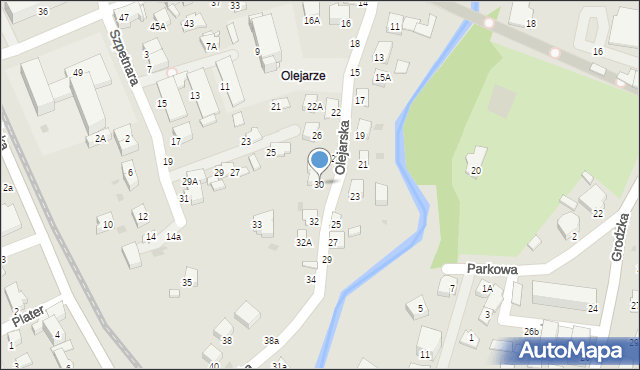 Krosno, Olejarska, 30, mapa Krosna