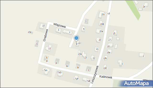 Kruszyn, Olchowa, 9, mapa Kruszyn