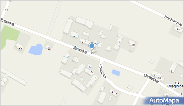 Księginice, Oławska, 5A, mapa Księginice