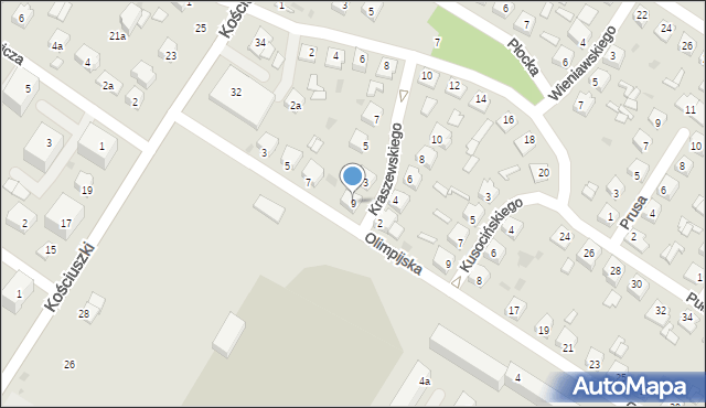 Kutno, Olimpijska, 9, mapa Kutno