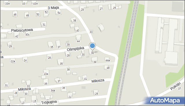 Lędziny, Olimpijska, 32, mapa Lędziny