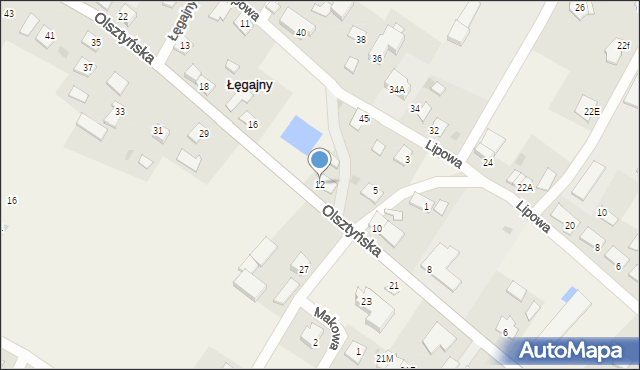 Łęgajny, Olsztyńska, 12, mapa Łęgajny