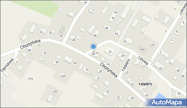 Łęgajny, Olsztyńska, 24, mapa Łęgajny