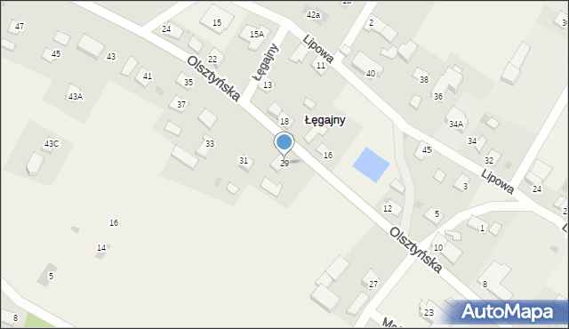 Łęgajny, Olsztyńska, 29, mapa Łęgajny