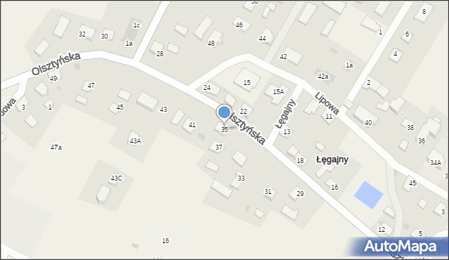 Łęgajny, Olsztyńska, 35, mapa Łęgajny