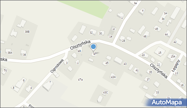 Łęgajny, Olsztyńska, 47, mapa Łęgajny