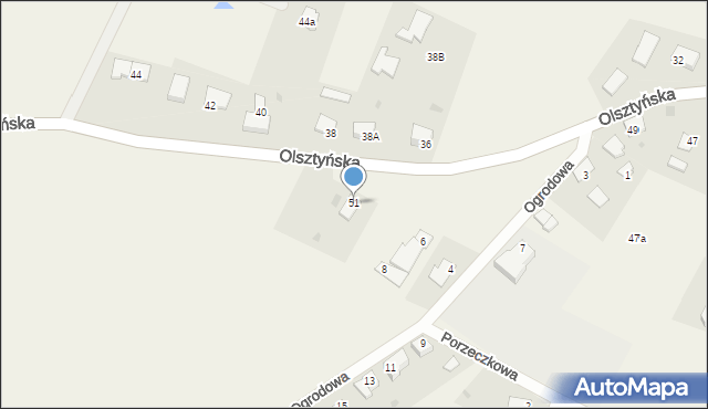 Łęgajny, Olsztyńska, 51, mapa Łęgajny