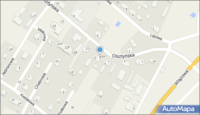 Łęgajny, Olsztyńska, 9, mapa Łęgajny