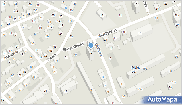 Lublin, Olchowa, 1, mapa Lublina