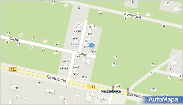 Magdalenka, Olchy, 19, mapa Magdalenka