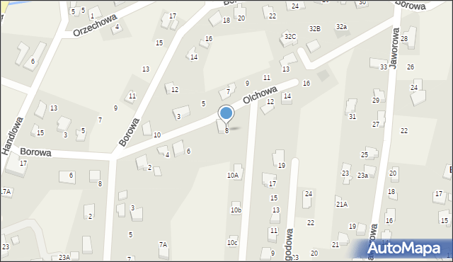 Meszna, Olchowa, 8, mapa Meszna