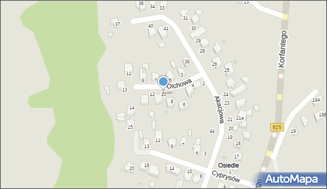 Mikołów, Olchowa, 10, mapa Mikołów