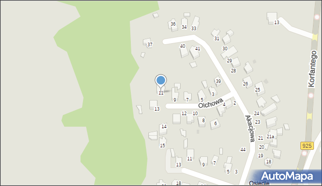 Mikołów, Olchowa, 11, mapa Mikołów
