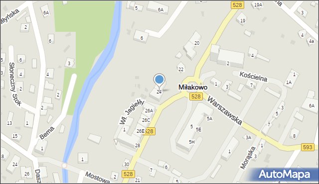 Miłakowo, Olsztyńska, 24, mapa Miłakowo