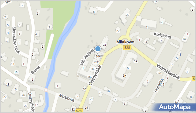 Miłakowo, Olsztyńska, 26A, mapa Miłakowo