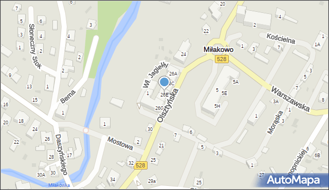 Miłakowo, Olsztyńska, 26E, mapa Miłakowo