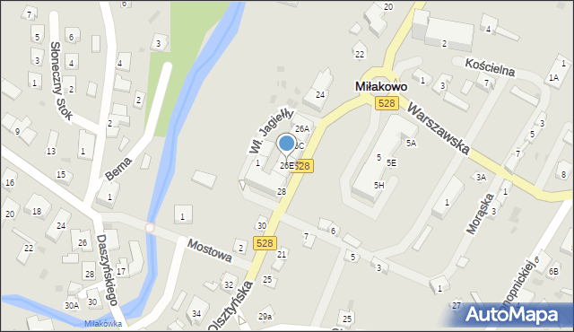 Miłakowo, Olsztyńska, 26E, mapa Miłakowo