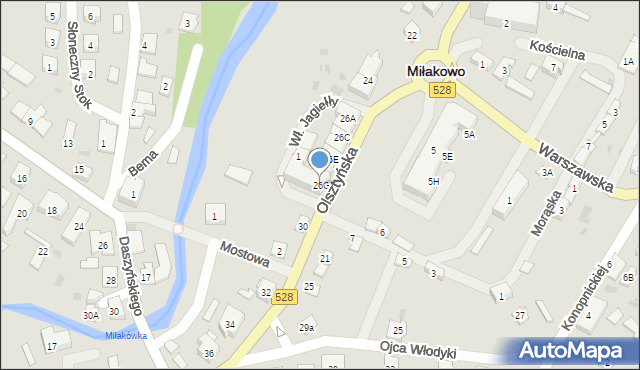 Miłakowo, Olsztyńska, 26G, mapa Miłakowo